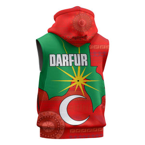 Darfur Sudan Sleeveless Hoodie Red Green Yellow Crescent Star - African Pride