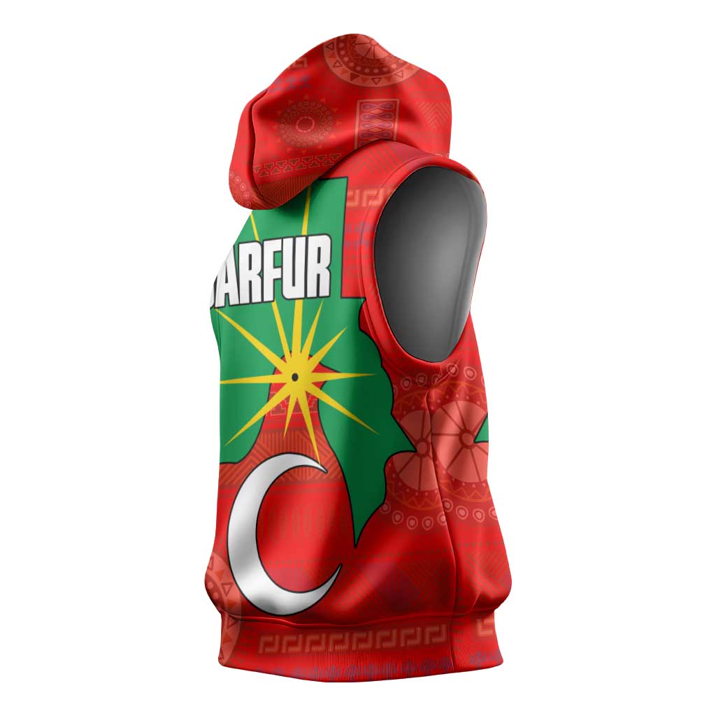 Darfur Sudan Sleeveless Hoodie Red Green Yellow Crescent Star - African Pride