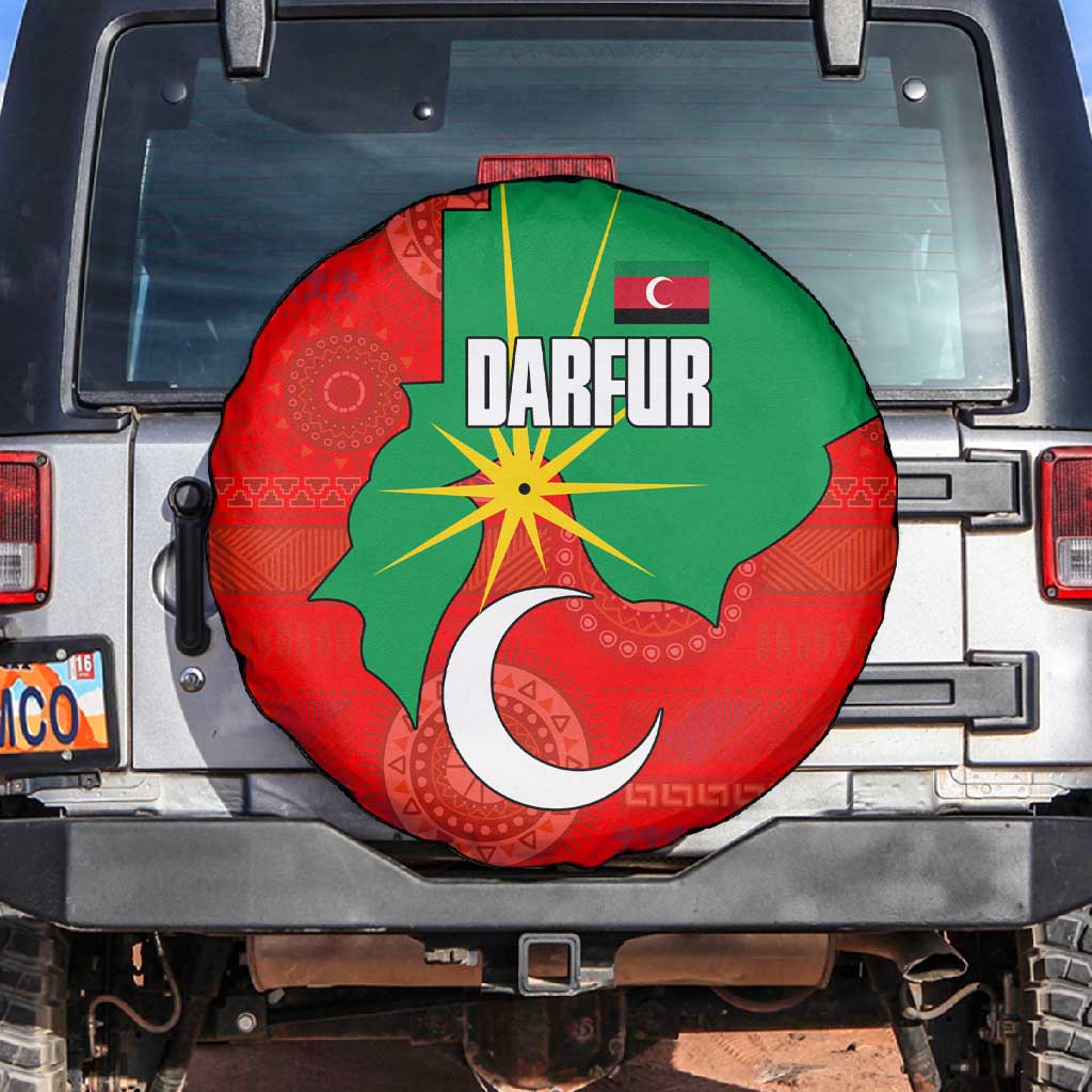 Darfur Sudan Spare Tire Cover Red Green Yellow Crescent Star - African Pride