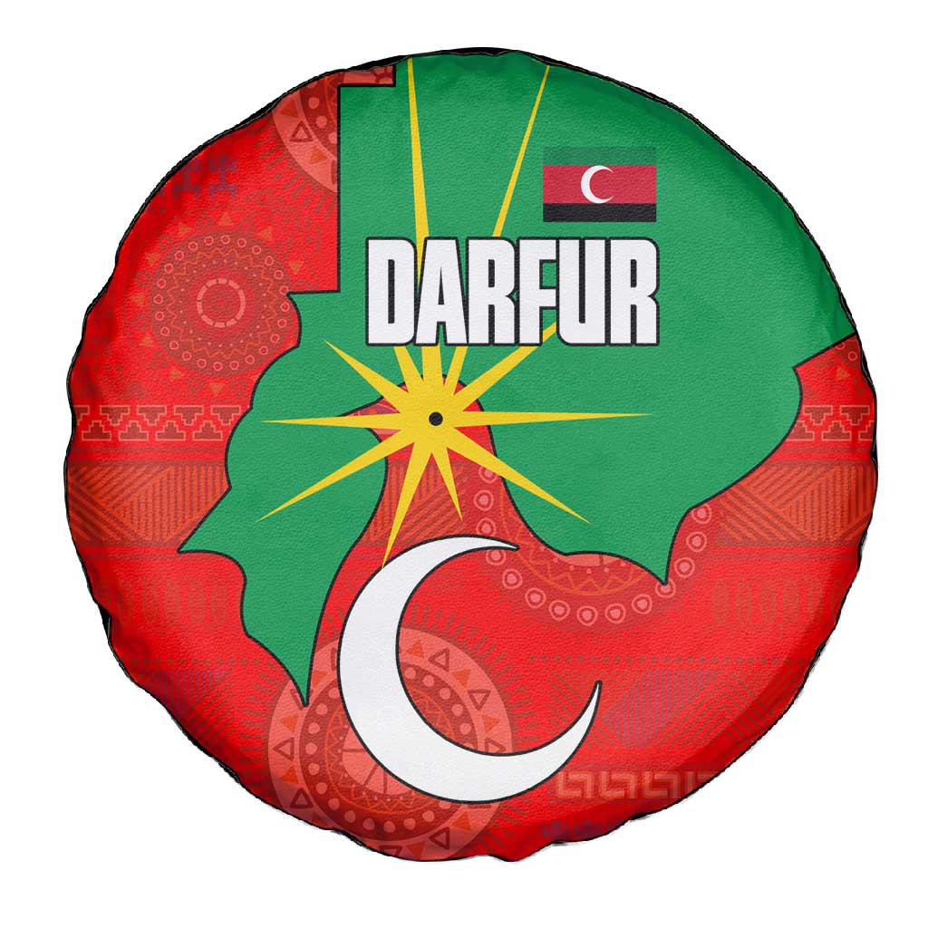 Darfur Sudan Spare Tire Cover Red Green Yellow Crescent Star - African Pride
