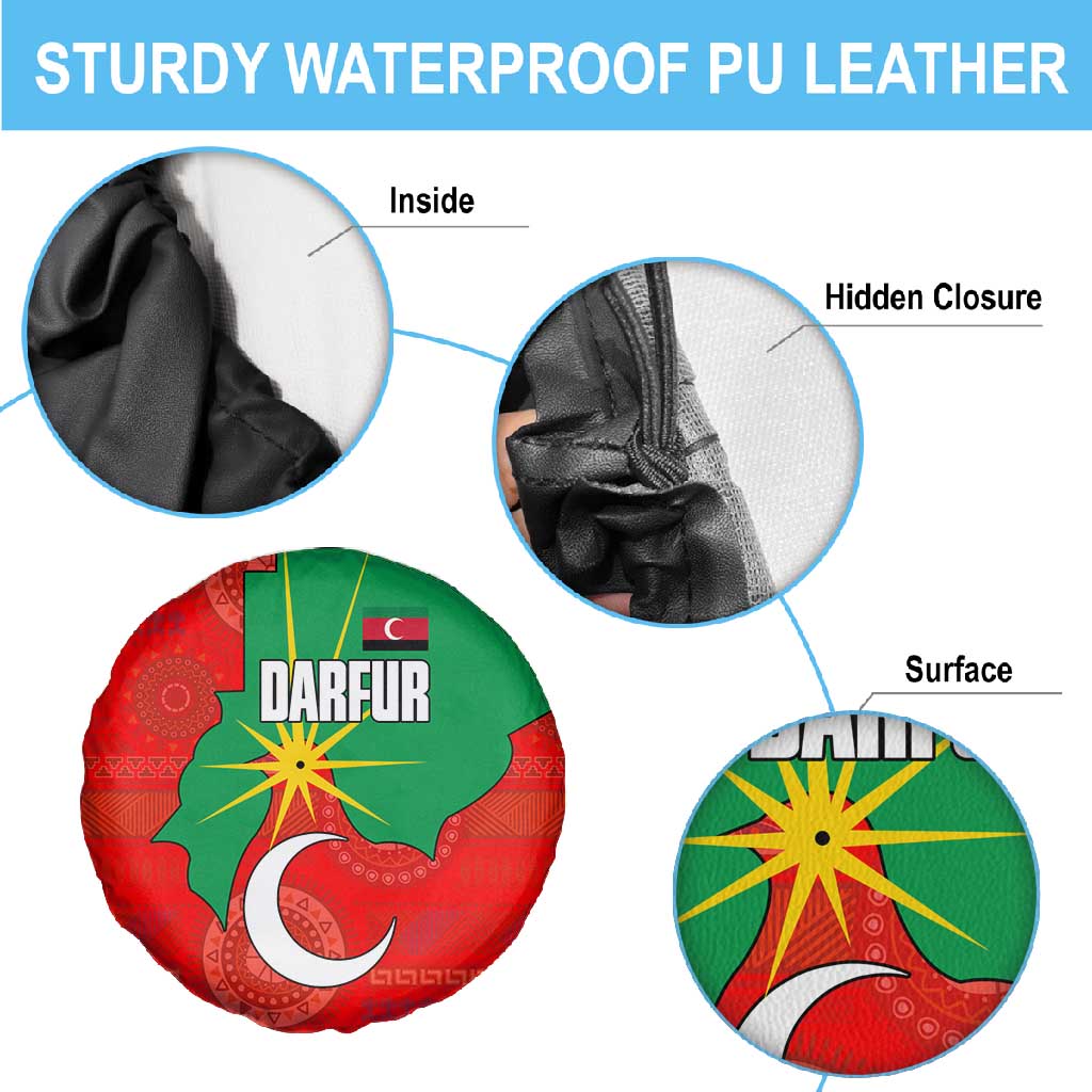 Darfur Sudan Spare Tire Cover Red Green Yellow Crescent Star - African Pride