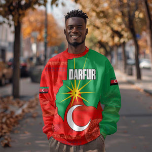 Darfur Sudan Sweatshirt Red Green Yellow Crescent Star - African Pride