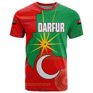 Darfur Sudan T shirt Red Green Yellow Crescent Star - African Pride