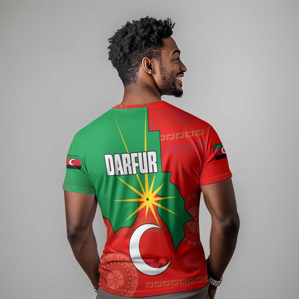Darfur Sudan T shirt Red Green Yellow Crescent Star - African Pride