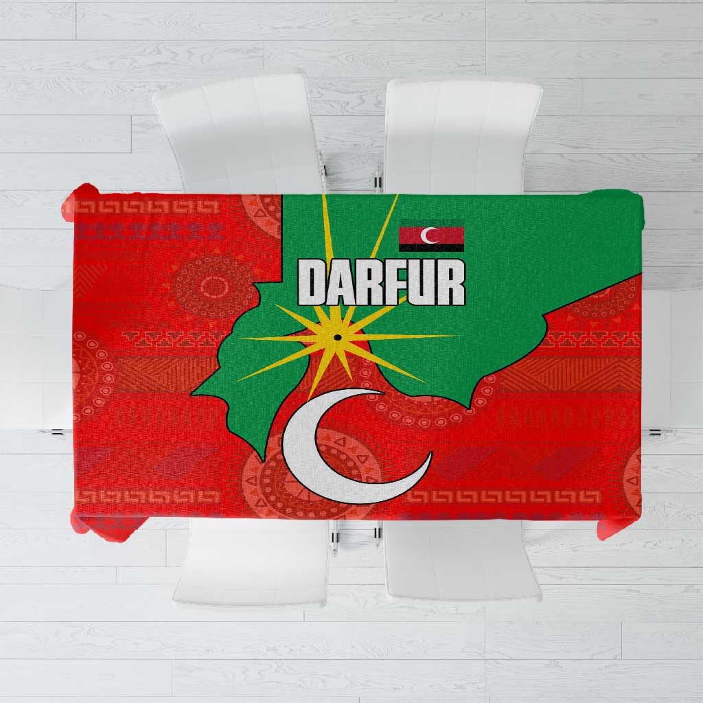 Darfur Sudan Tablecloth Red Green Yellow Crescent Star - African Pride