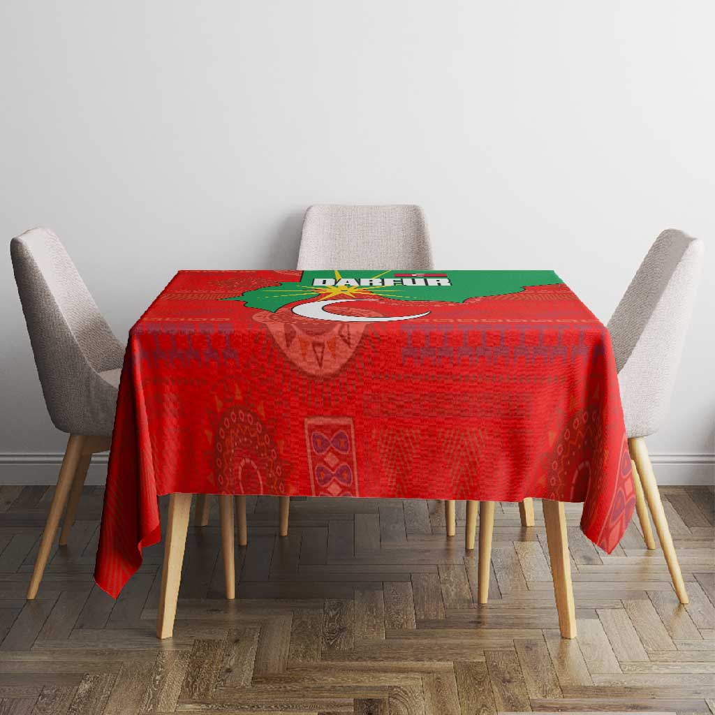 Darfur Sudan Tablecloth Red Green Yellow Crescent Star - African Pride
