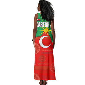 Darfur Sudan Tank Maxi Dress Red Green Yellow Crescent Star - African Pride