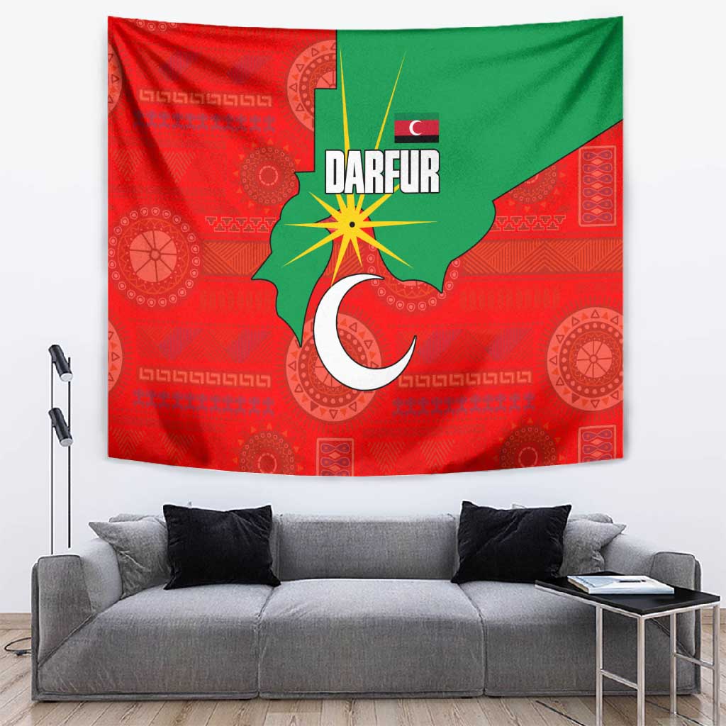 Darfur Sudan Tapestry Red Green Yellow Crescent Star - African Pride