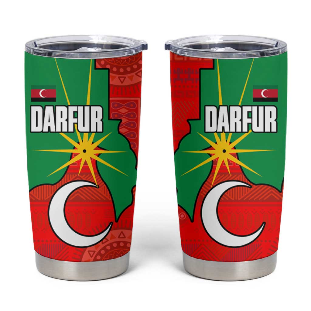 Darfur Sudan Tumbler Cup Red Green Yellow Crescent Star - African Pride