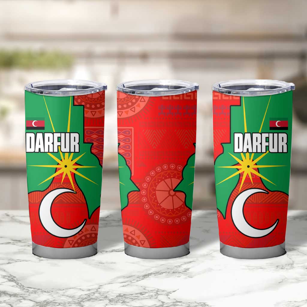 Darfur Sudan Tumbler Cup Red Green Yellow Crescent Star - African Pride
