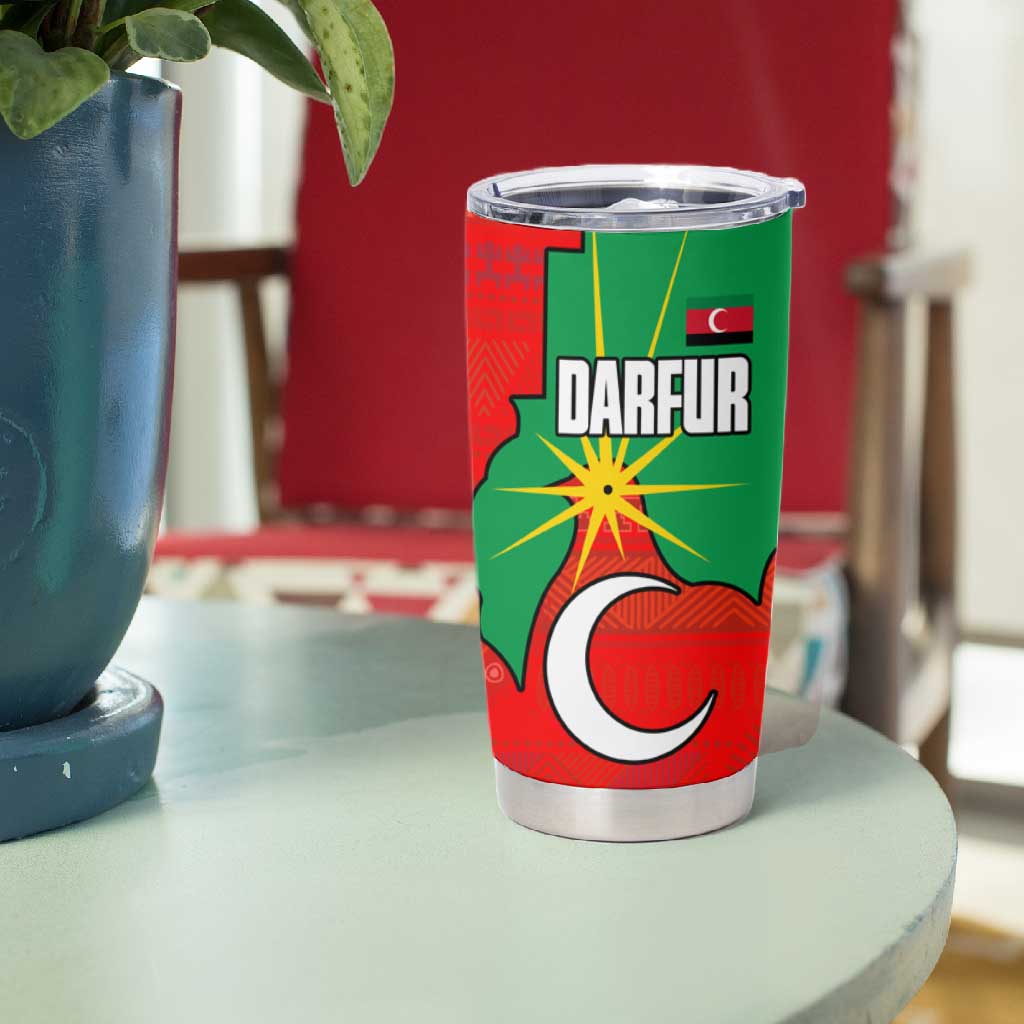 Darfur Sudan Tumbler Cup Red Green Yellow Crescent Star - African Pride