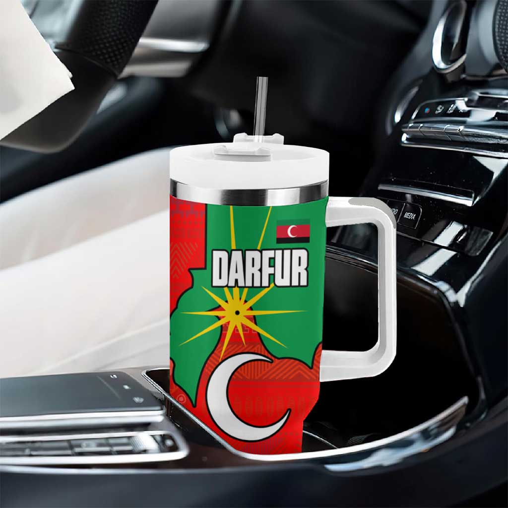 Darfur Sudan Tumbler With Handle Red Green Yellow Crescent Star - African Pride