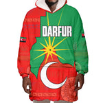 Darfur Sudan Wearable Blanket Hoodie Red Green Yellow Crescent Star - African Pride