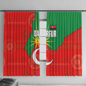 Darfur Sudan Window Curtain Red Green Yellow Crescent Star - African Pride