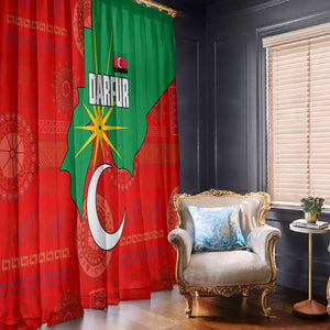 Darfur Sudan Window Curtain Red Green Yellow Crescent Star - African Pride