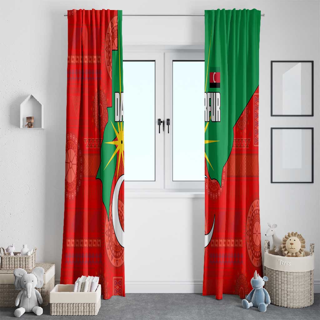 Darfur Sudan Window Curtain Red Green Yellow Crescent Star - African Pride