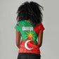 Darfur Sudan Women V-Neck T-Shirt Red Green Yellow Crescent Star - African Pride