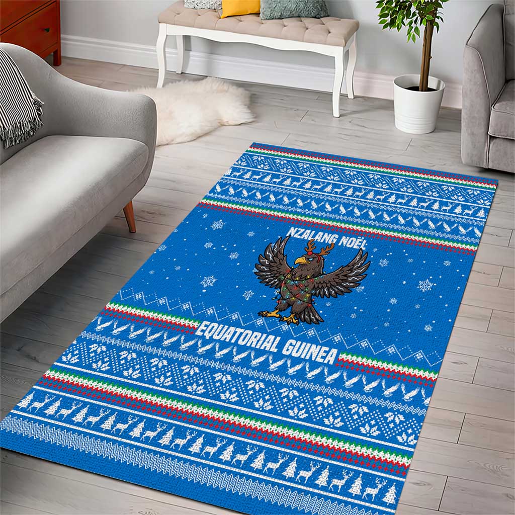 Equatorial Guinea Christmas Area Rug Nzalang Noel Eagle Flag Snowflakes - African Pride