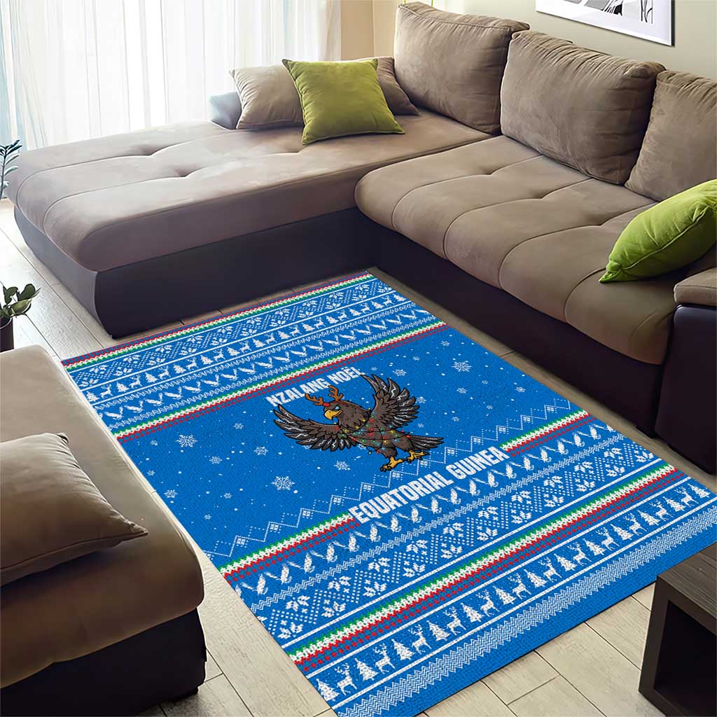 Equatorial Guinea Christmas Area Rug Nzalang Noel Eagle Flag Snowflakes - African Pride