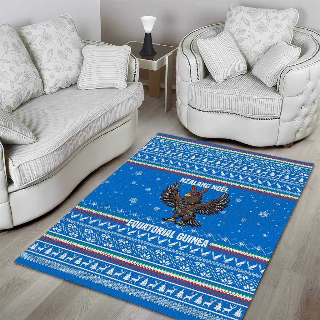 Equatorial Guinea Christmas Area Rug Nzalang Noel Eagle Flag Snowflakes - African Pride