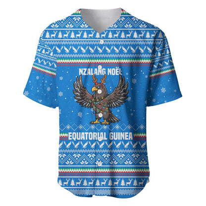 Equatorial Guinea Christmas Baseball Jersey Nzalang Noel Eagle Flag Snowflakes - African Pride