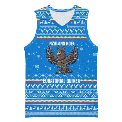 Equatorial Guinea Christmas Basketball Jersey Nzalang Noel Eagle Flag Snowflakes - African Pride