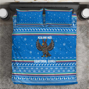 Equatorial Guinea Christmas Bedding Set Nzalang Noel Eagle Flag Snowflakes - African Pride