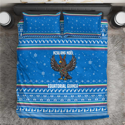 Equatorial Guinea Christmas Bedding Set Nzalang Noel Eagle Flag Snowflakes - African Pride