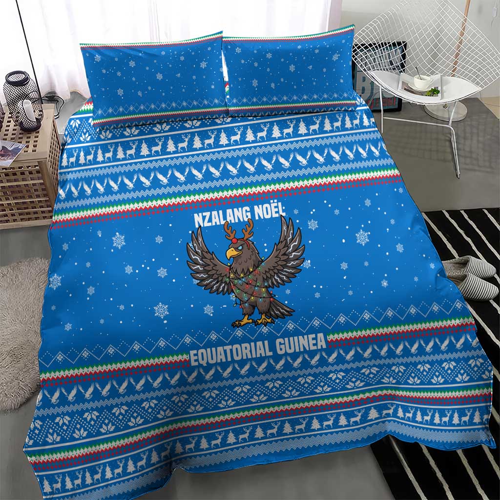 Equatorial Guinea Christmas Bedding Set Nzalang Noel Eagle Flag Snowflakes - African Pride