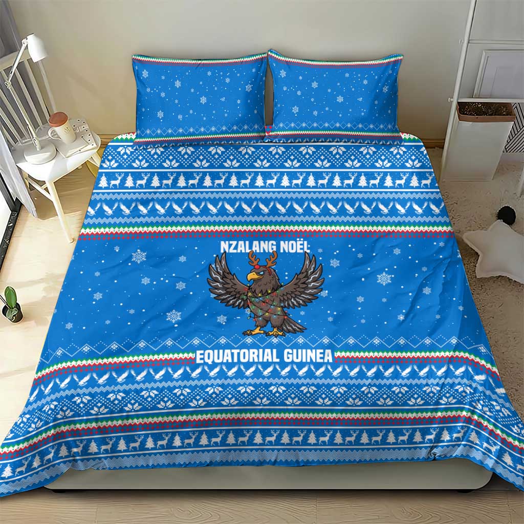 Equatorial Guinea Christmas Bedding Set Nzalang Noel Eagle Flag Snowflakes - African Pride