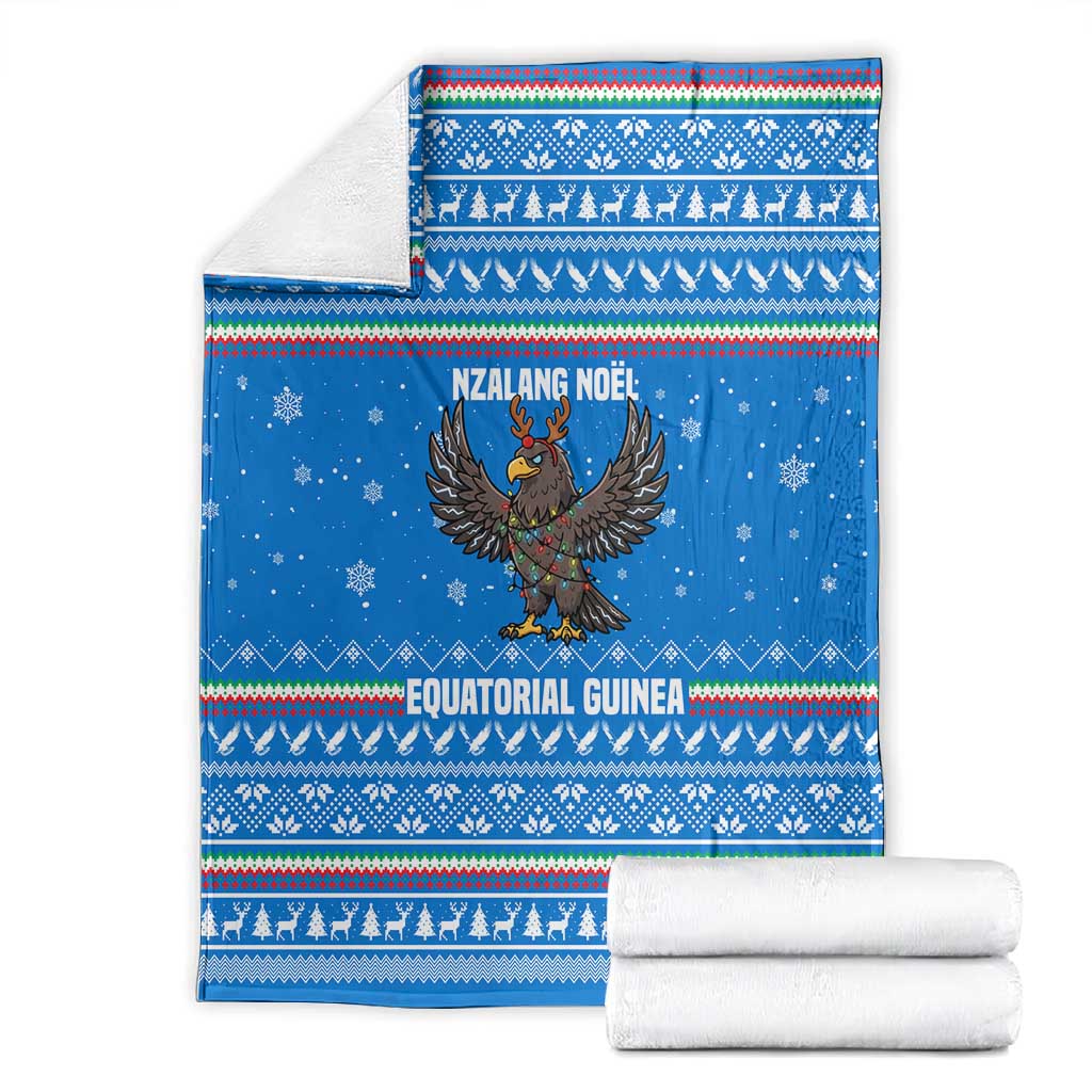 Equatorial Guinea Christmas Blanket Nzalang Noel Eagle Flag Snowflakes - African Pride