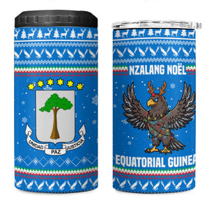 Equatorial Guinea Christmas 4 in 1 Can Cooler Tumbler Nzalang Noel Eagle Flag Snowflakes - African Pride