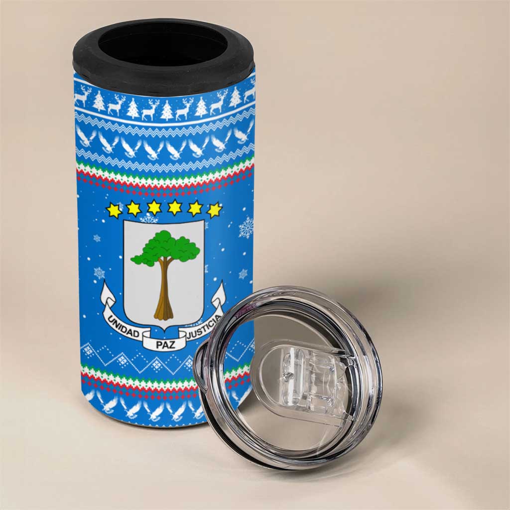 Equatorial Guinea Christmas 4 in 1 Can Cooler Tumbler Nzalang Noel Eagle Flag Snowflakes - African Pride