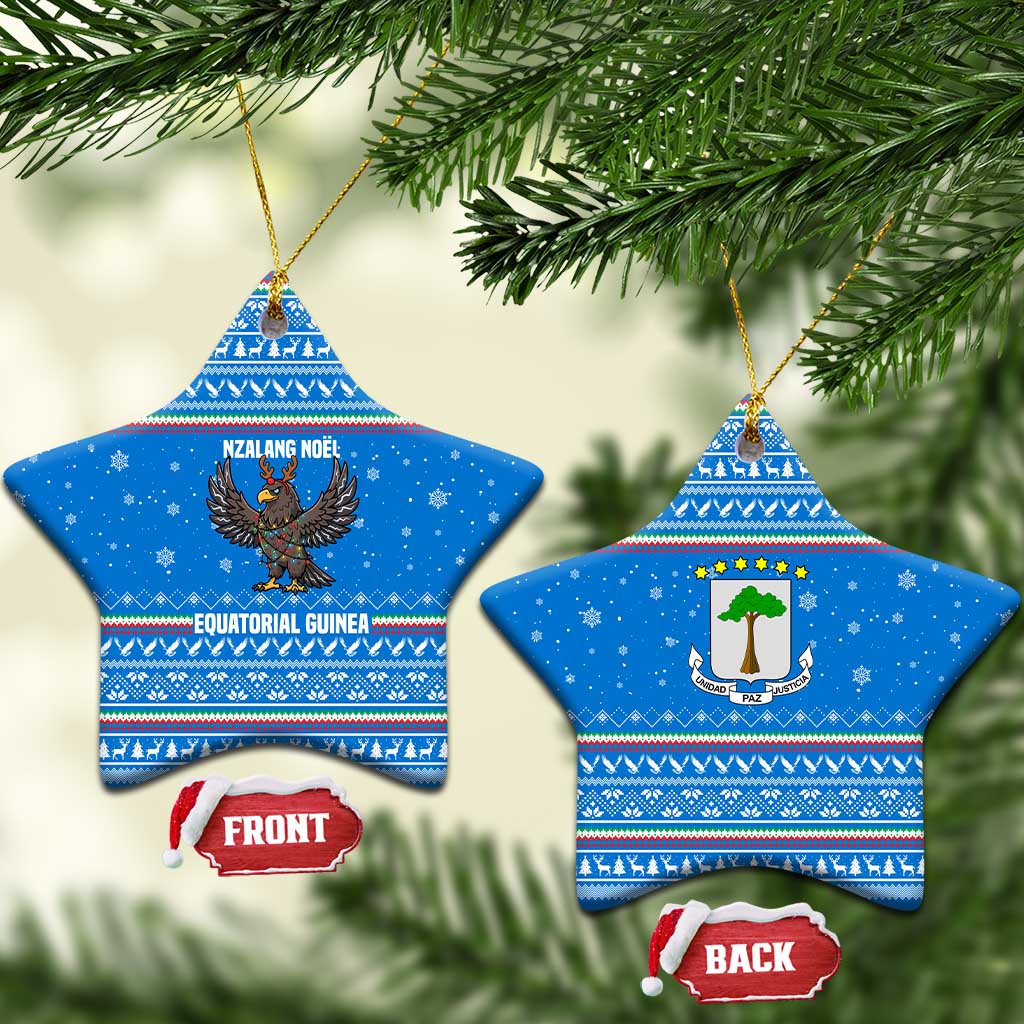 Equatorial Guinea Christmas Ceramic Ornament Nzalang Noel Eagle Flag Snowflakes - African Pride