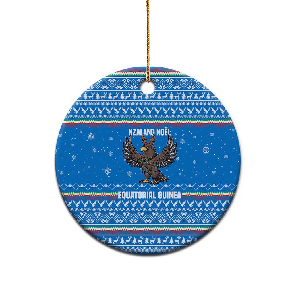 Equatorial Guinea Christmas Ceramic Ornament Nzalang Noel Eagle Flag Snowflakes - African Pride