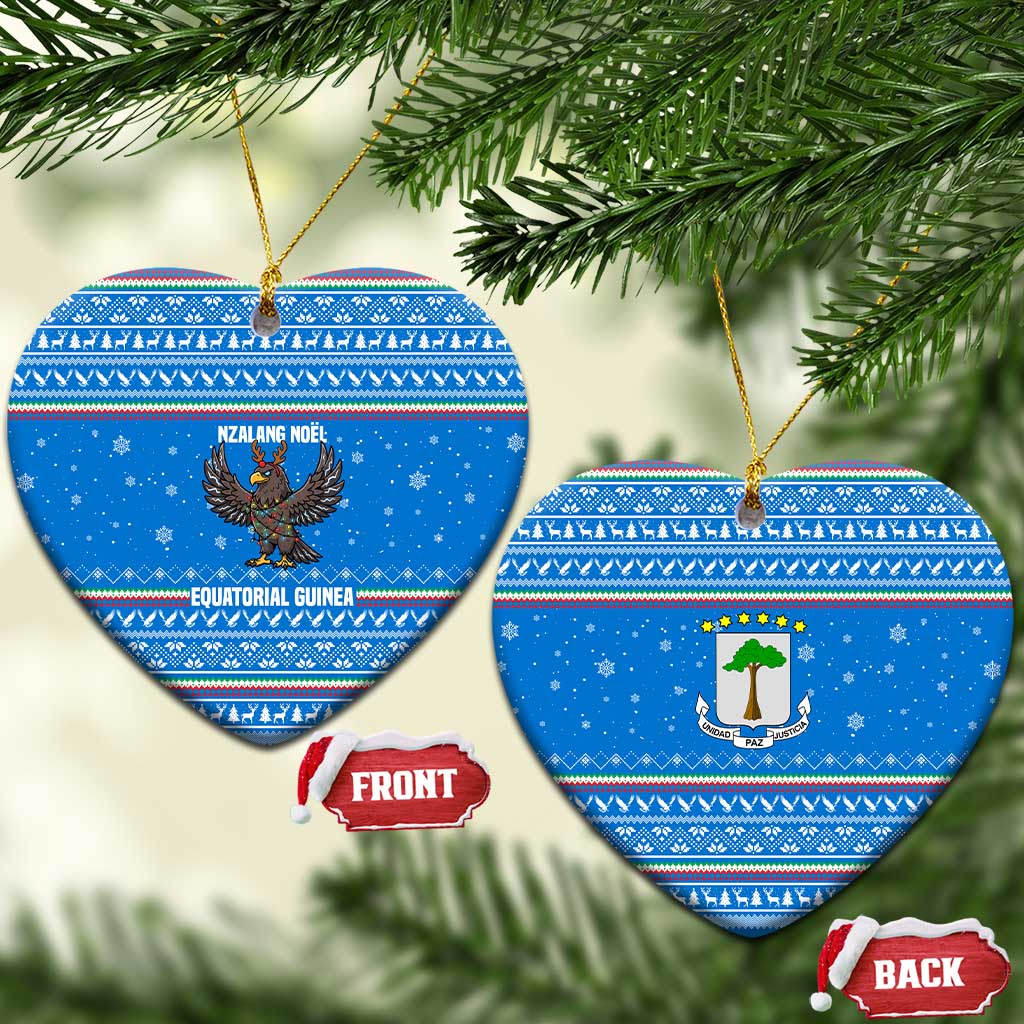 Equatorial Guinea Christmas Ceramic Ornament Nzalang Noel Eagle Flag Snowflakes - African Pride