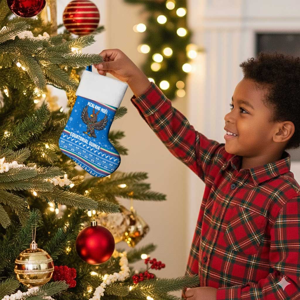 Equatorial Guinea Christmas Stocking Nzalang Noel Eagle Flag Snowflakes - African Pride