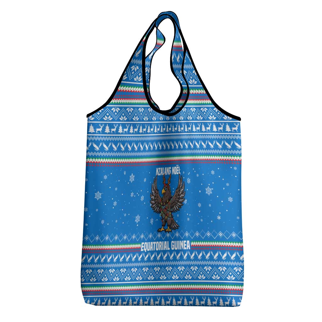 Equatorial Guinea Christmas Grocery Bag Nzalang Noel Eagle Flag Snowflakes - African Pride