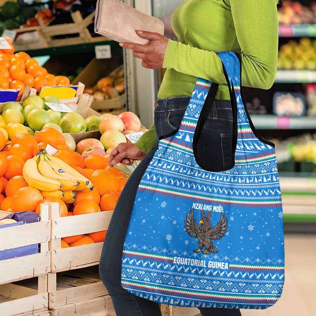 Equatorial Guinea Christmas Grocery Bag Nzalang Noel Eagle Flag Snowflakes - African Pride