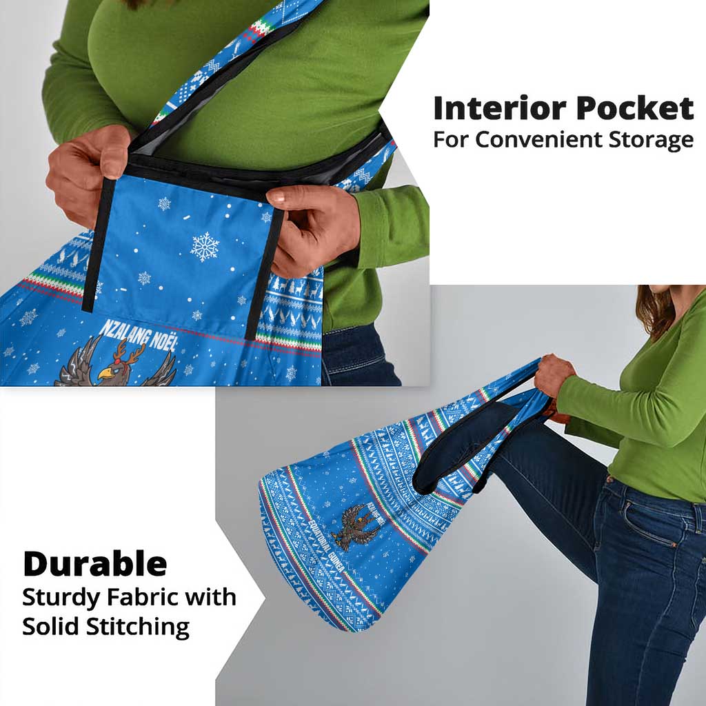 Equatorial Guinea Christmas Grocery Bag Nzalang Noel Eagle Flag Snowflakes - African Pride