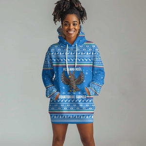 Equatorial Guinea Christmas Hoodie Dress Nzalang Noel Eagle Flag Snowflakes - African Pride