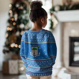 Equatorial Guinea Christmas Kid Ugly Christmas Sweater Nzalang Noel Eagle Flag Snowflakes - African Pride
