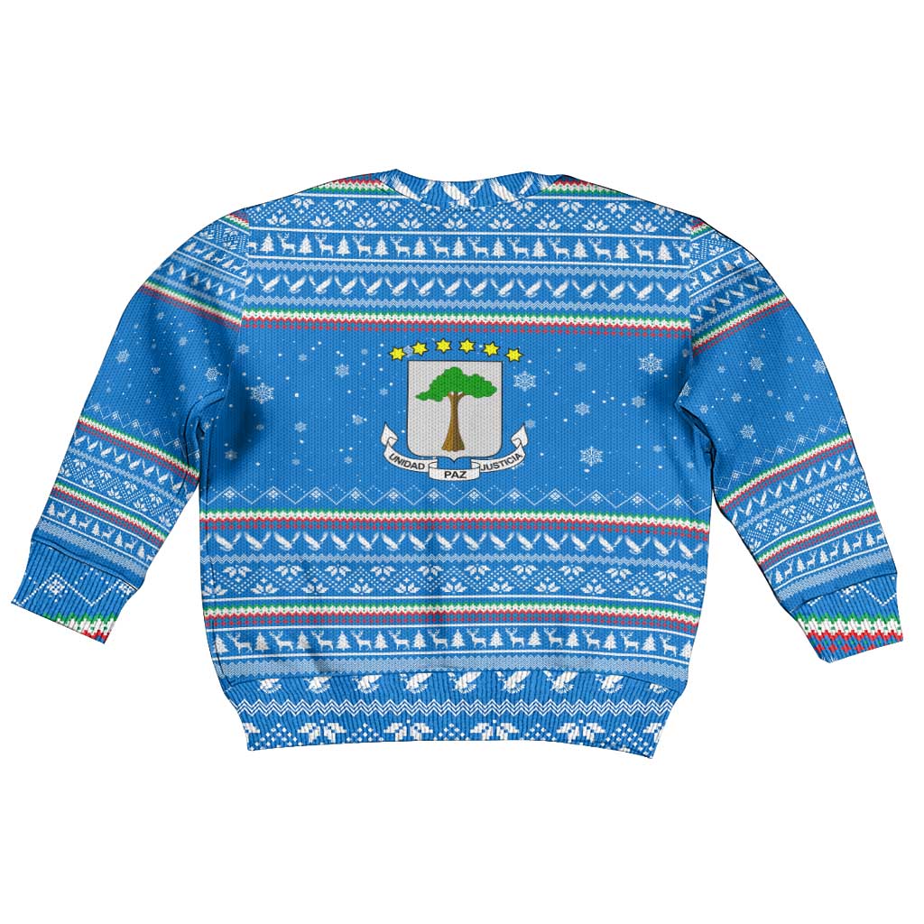 Equatorial Guinea Christmas Kid Ugly Christmas Sweater Nzalang Noel Eagle Flag Snowflakes - African Pride