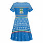 Equatorial Guinea Christmas Kid Short Sleeve Dress Nzalang Noel Eagle Flag Snowflakes - African Pride