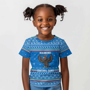 Equatorial Guinea Christmas Kid T shirt Nzalang Noel Eagle Flag Snowflakes - African Pride