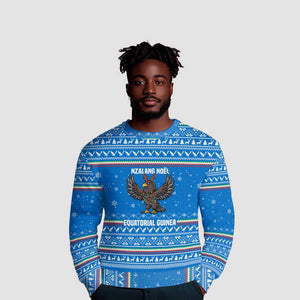 Equatorial Guinea Christmas Ugly Christmas Sweater Nzalang Noel Eagle Flag Snowflakes - African Pride