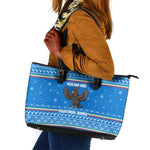 Equatorial Guinea Christmas Leather Tote Bag Nzalang Noel Eagle Flag Snowflakes - African Pride