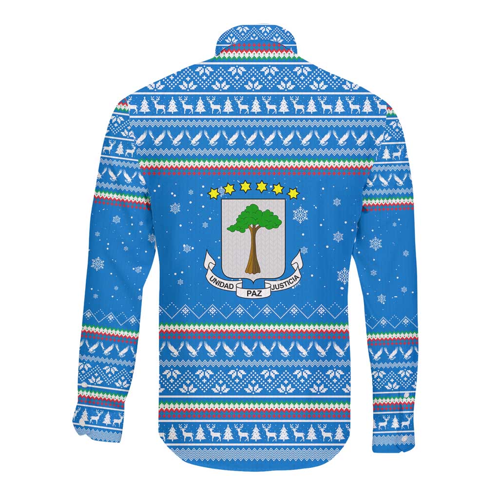 Equatorial Guinea Christmas Long Sleeve Button Shirt Nzalang Noel Eagle Flag Snowflakes - African Pride