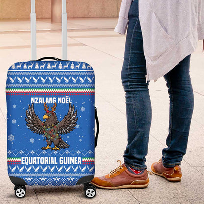 Equatorial Guinea Christmas Luggage Cover Nzalang Noel Eagle Flag Snowflakes - African Pride