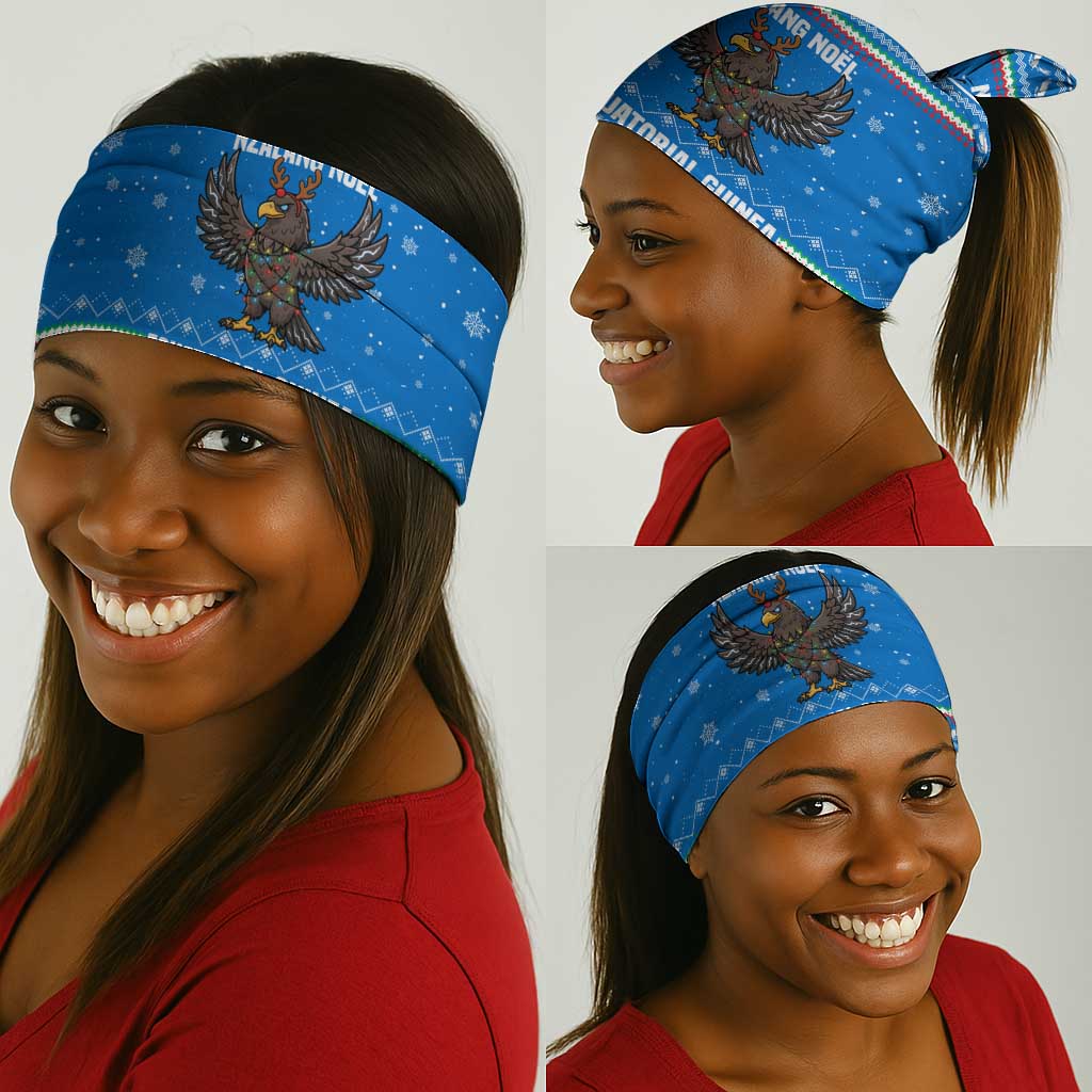 Equatorial Guinea Christmas Neck Gaiter Nzalang Noel Eagle Flag Snowflakes - African Pride